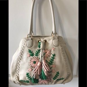 Isabella Fiore (Authentic) cream floral leather bag